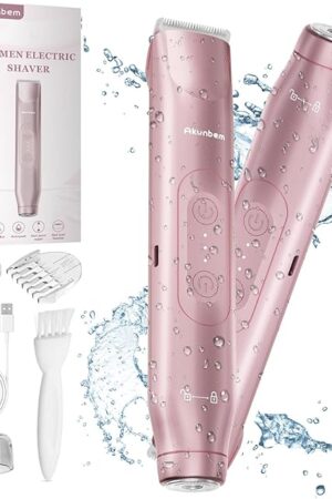 2 in 1 Women Electric Shaver Dual Head Bikini Trimmer for Women IPX7 Waterproof Wet & Dry Use Body Hair Trimmer and Facial Hair Remover for Bikini Underarm Leg Arm Body Face, Pink