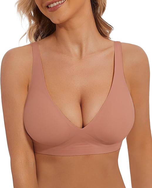 Deep V Bra Low Cut Sexy Push Up Bralettes for Women Padded Comfy Smoothing Wireless Lifting Bras Seamless Bralette