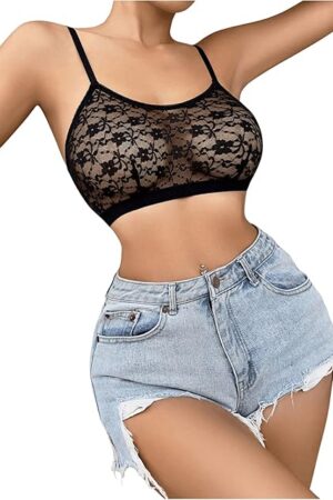 Women's Sexy See Through Bra with Adjustable Straps Lace Bralettes for Women