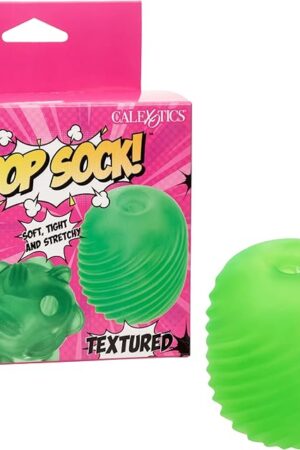 CalExotics Pop Sock! Textured Male Masturbator for Men with Reversible Textured Stroker and Closed End Superior Suction Green - SE-0936-15-3