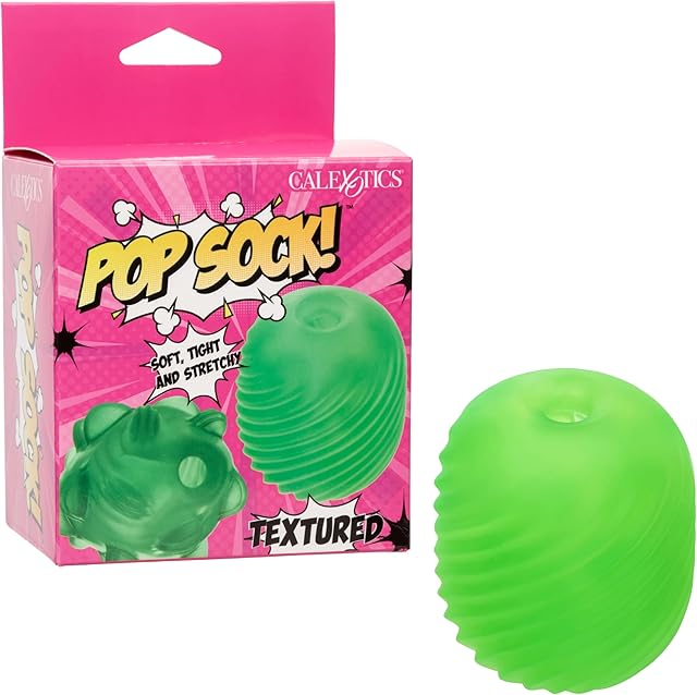 CalExotics Pop Sock! Textured Male Masturbator for Men with Reversible Textured Stroker and Closed End Superior Suction Green - SE-0936-15-3