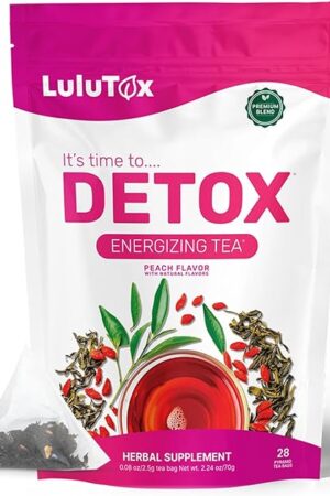 Detox Tea - Slimming Tea with Dandelion and Ginseng to Support Goals for Detox Cleanse, Flat Belly, Bloating, Healthy Weight and Digestive Health - Women & Men - Peach Flavor (28 Servings)