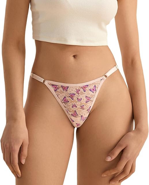 Lace G-String Thongs for Women Comfort Sexy Underwear Breathable T-back Thongs Panties Pack, 1P11,XXL