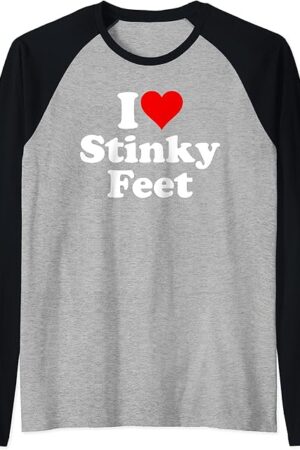 I LOVE HEART STINKY FEET FOOT FETISH TEES Raglan Baseball Tee