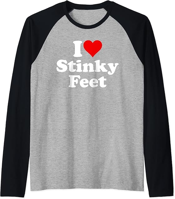 I LOVE HEART STINKY FEET FOOT FETISH TEES Raglan Baseball Tee