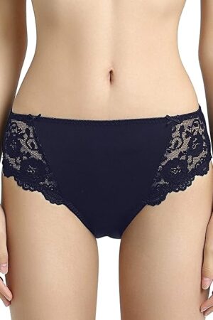 Womens Lace Underwear Hipster Panties Mid Waist Microfiber Soft Stretch Sexy Bikini Briefs for Ladies