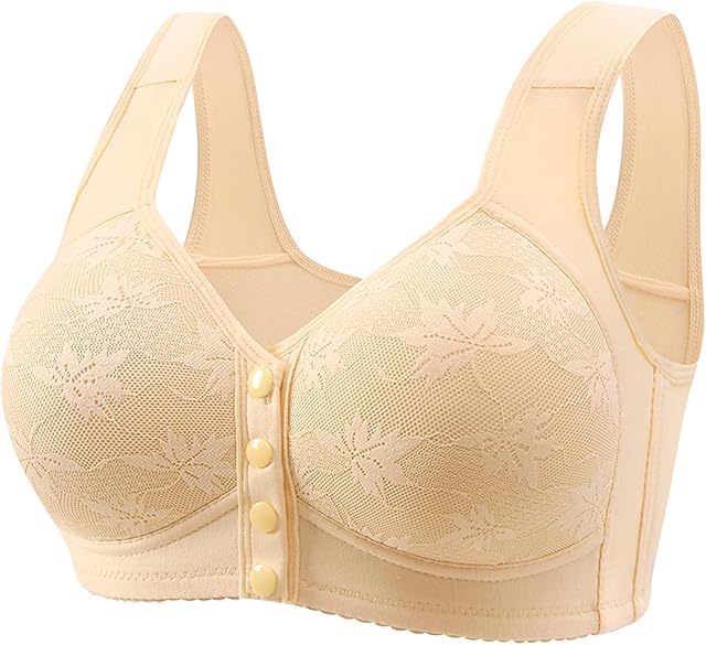 Daisy Bras for Older Women Sexy Front Closure Bras Plus Size Everyday Bras No Underwire Breathable Push Up Bra