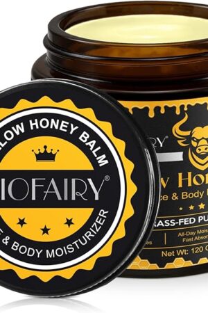 Beef Tallow for Skin, Tallow and Honey Balm for Face - 100% Organic Grass-Fed Beef Tallow & Raw Wild Honey - Moisturizing Cream for Soft, Smooth Skin- Light Scent, Moisturizing Natural Formula, 42 Oz