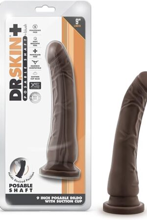 Blush Novelties Dr. Skin Plus Realistic Triple Density Posable Dildo - 9 Inch Length 2 Inch Width - Sturdy Firm Suction Cup - Base for Hands Free Play and Harness Compatible - Sex Toy