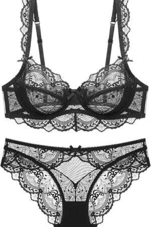 Women's Lace Sheer Lingerie Sets 2 Piece Sexy Bra and Panty Sets Erotic Underwear for Sex Naughty