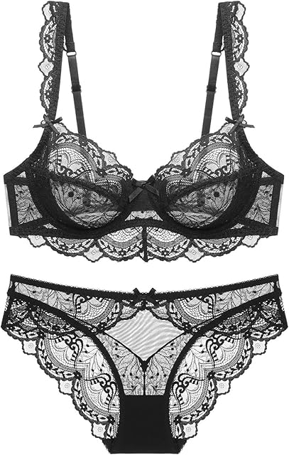 Women's Lace Sheer Lingerie Sets 2 Piece Sexy Bra and Panty Sets Erotic Underwear for Sex Naughty