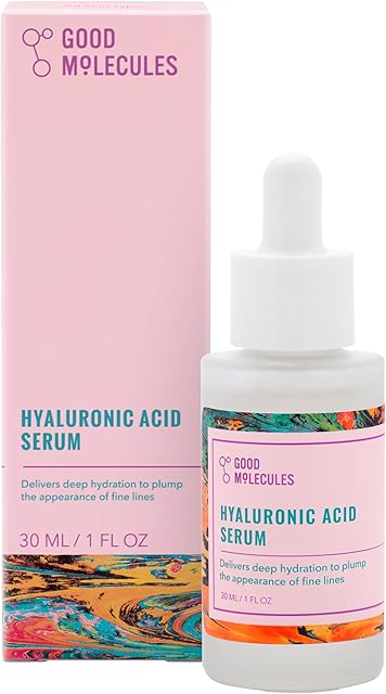 Good Molecules Hyaluronic Acid Serum - 1% Hyaluronic Acid Non-greasy Ultra Hydrating Serum, Facial Moisturizer for Plumper Skin, Skin Care for Face
