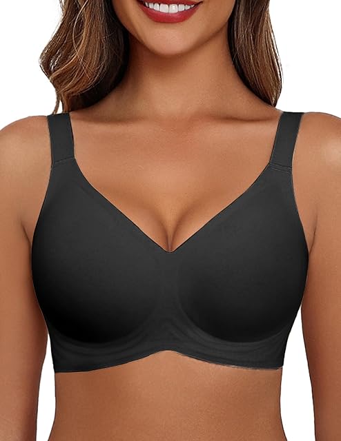 Bras for Women Seamless Bra Full Coverage T Shirt Bralettes V Neck Wireless Bra Comfortable Brassiere