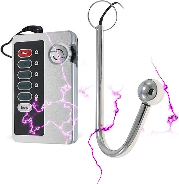 Electric Shock Anal Hook Stainless Steel Anal Plug with Adjustable Current Levels Metal Butt Plug Prostate Massager Maasage Masturbation BDSM Tools Anal Sex Toys for Couples Women Men