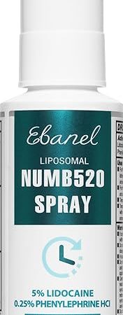 Ebanel 5% Lidocaine Spray Pain Relief Numb520 Burn Itch Relief Numbing Spray for Skin, Topical Anesthetic Postpartum Hemorrhoid Treatment with Phenylephrine for Local and Anorectal Uses