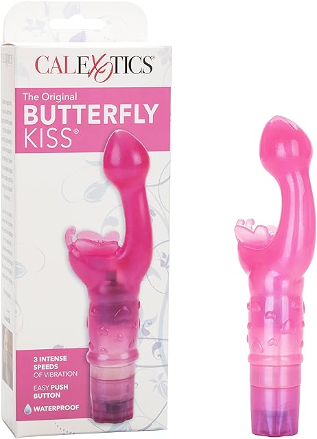 CalExotics Original Butterfly Kiss Vibrator - Multi-Speed Waterproof Vibe ? Adult Sex Toys for Couples - Clitoral G Spot Massager ? Pink