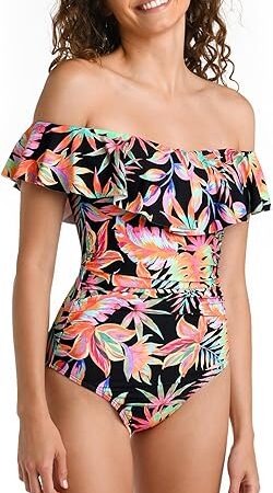 Women's One Piece Swimsuit Off Shoulder Ruffle Bathing Suit
