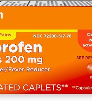 Amazon Basic Care Ibuprofen Tablets, 200 mg, Pain Reliever and Fever Reducer, For Arthritis, Toothache, Backache and More, 100 Count