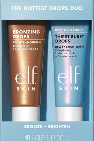elf SKIN The Hottest Drops Duo, Holy Hydration! Thirst Burst & Bronzing Skincare Set, For A Dewy, Sun-Kissed Look, Vegan & Cruelty-Free