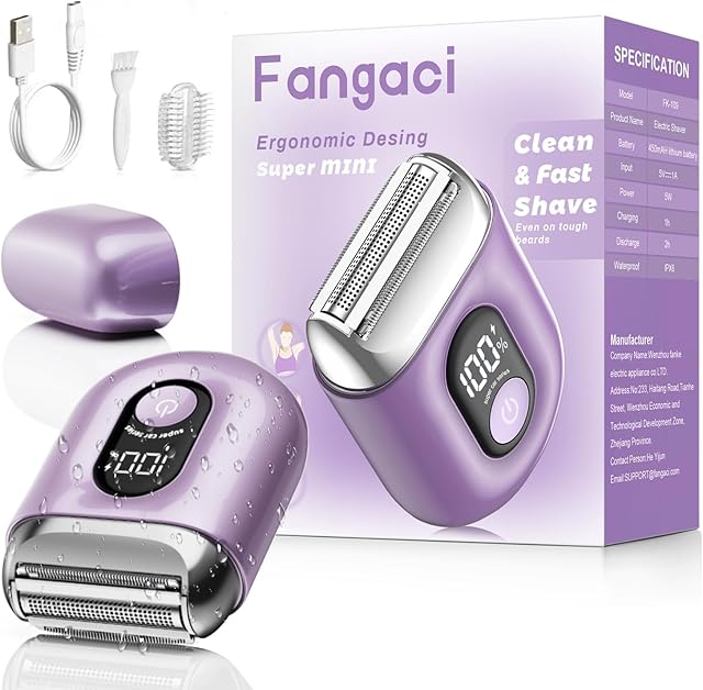 Cordless Electric Shaver for Women: Mini Electric Razors with LED Display - Rechargeable Bikini Trimmer - IPX7 Waterproof Wet Dry Face Razor with 3 Blade Heads Floating Head