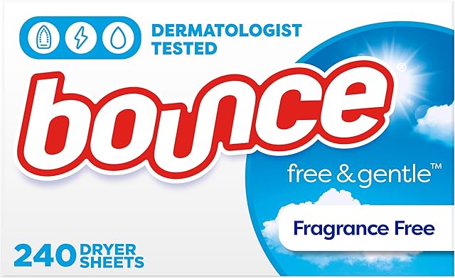 Bounce Dryer Sheets Laundry Fabric Softener, Free & Gentle, 240 Count