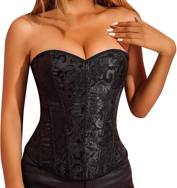 Women's Corset Top Sexy Bustier Satin Corset Street Lingerie Overbust Boned Corset Top Gothic Costume Bodysuit