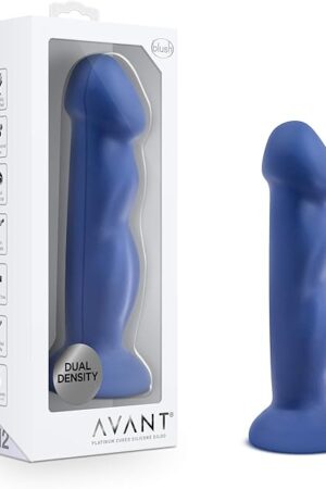 Blush Avant D12 Suko 8" G-Spot Dildo, Artisan - Dual Density, Ultrasilk Platinum Silicone Cock, Curved Shaft - Suction Cup, Strap-On Compatible, Adult Sex Toy Penis for Women, Men & Couples - (Blue)