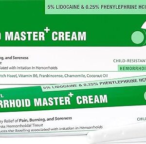 Ebanel 5% Lidocaine Hemorrhoid Treatment Cream with Witch Hazel, Phenylephrine, Horse Chestnut, Vitamin B6, Zinc Oxide, External and Internal Hemorrhoids Treatment Burn Itch Pain Relief Anal Cream