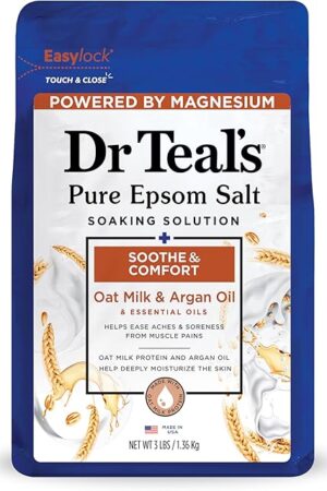 Dr Teal's Epsom Salt Magnesium Soak, Soothe & Comfort with Oat Milk & Argan Oil, 3 lbs