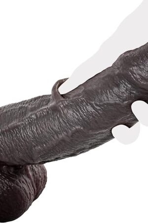 24IN Diameter Huge BBC Uncut Dildo, Realistic Big Black Dildo with Movable Foreskin, Real Skin Thick Fake Penis G-Spot Stimulation Adult Sex Toys for Men/Women for Anal Play with Strong Suction Cup