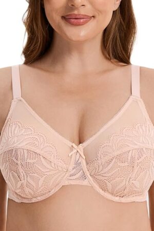 Women's Minimizer Bras for Large Bust Underwire Plus Size Full Coverage Lace Bras