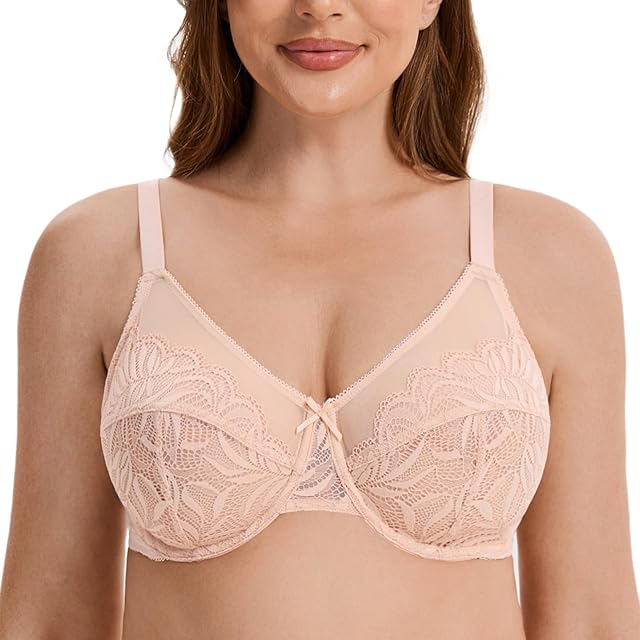 Women's Minimizer Bras for Large Bust Underwire Plus Size Full Coverage Lace Bras