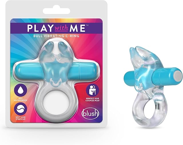 Blush Novelties Play with Bull Vibrating C Ring - Clitoris Nestles Between The Vibrating Horns for Pleasure - Stretchy Fits All Penises - IPX7 Waterproof - Sexual Enhancer for Couples Men