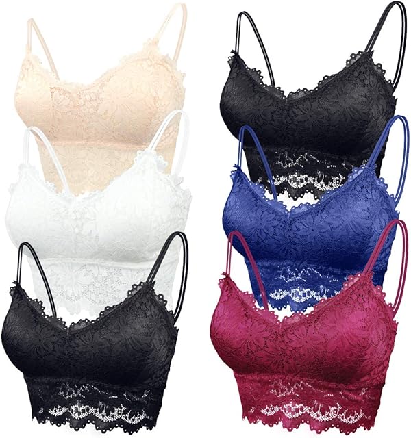 Lace Bandeau Bras with Strap Sunflower Wrapped Bralettes Deep V Neck Padded Sports Bra Bralette for Women Multipack