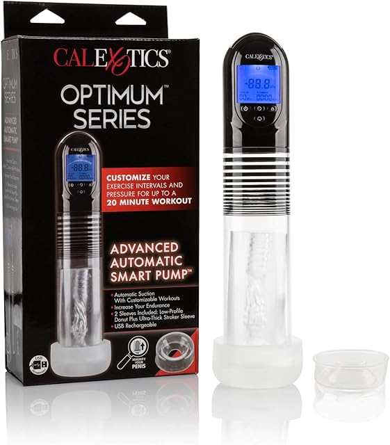 CalExotics Optimum Series Advanced Automatic Smart Penis Pump, Rechargeable and Customizable Mode with LCD Screen, Adult Sex Toy SE-1035-60-3