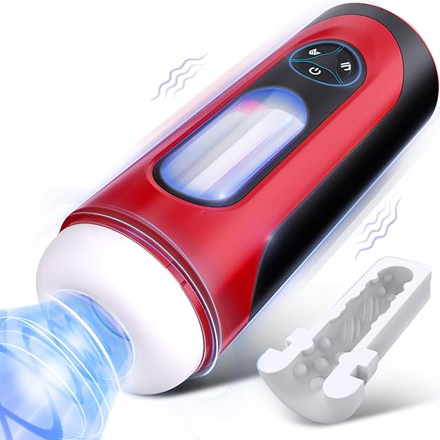 Automatic Male Masturbators Adult Sex Toys for Men, Male Masturbator Pocket Pussy with 10 Vibration & LED Ambient Light, Penis Pump Male Stroker Adult Toy for Men, Soft TPE