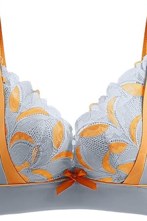 Lace Bra for Women Sheer Floral Embroidery Bralette Wireless Unlined Sexy Lingerie Lightweight Soft Full Coverage Bra
