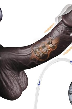 846" Black Squirting Dildo Realistic Ejaculating Toy, Silicone Real Skin Ejaculating Dildo with 7 Vibrating Modes, Curved Electric Penis for G-Spot Anal Play, Sex Toys for Women Men