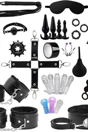 BDSM Bondage Kit Sex Restraints Set for Beginners Sex Accessories for Adults Couples BDSM Kit for Couples Sex Toys for Women and Men (Black, 33PCS)