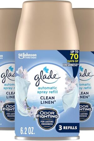 Glade Automatic Spray Air Freshener Refill, Scented Air Freshener for Home and Bathroom, Clean Linen, 62 Oz, 3 Count