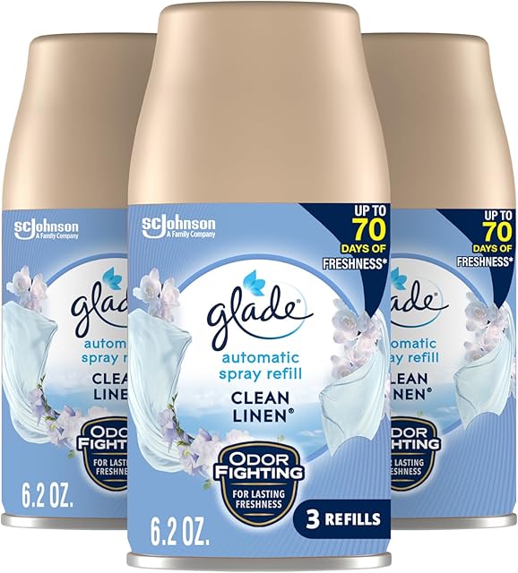Glade Automatic Spray Air Freshener Refill, Scented Air Freshener for Home and Bathroom, Clean Linen, 62 Oz, 3 Count