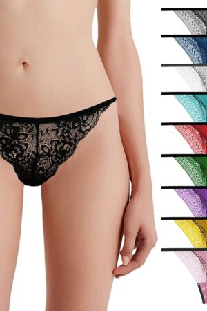 Lace Thongs for Women - Cotton Underwear Panties Pack