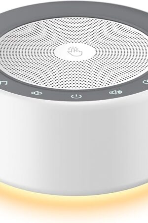 Kipcush White Noise Sound Machine with Nursery Lamp, Mood Lighting, 7 Colour Night Light, 30 Soothing Sounds for Baby/Adult. Timer, Plug in, Memory Function, Touch Control