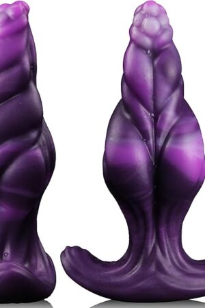 65" Large Silicone Butt Plug Fantasy Anal Toy, Huge Anal Plug with Knot Design, Wearable Mixed Purple Buttplug for Intense Stimulation, Prostate Massager Training Stretchable Sex Toy for Man Woman
