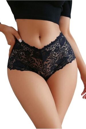 Women's Lace Boyshorts Panties Criss Cross Back Cheeky Brief Underwear