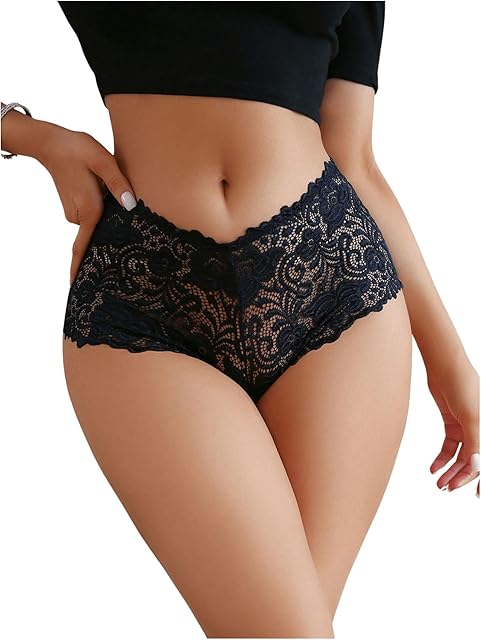 Women's Lace Boyshorts Panties Criss Cross Back Cheeky Brief Underwear