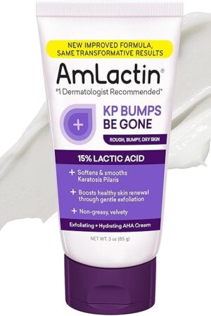AmLactin KP Bumps Be Gone - 3 oz Keratosis Pilaris Moisturizing Cream with 15% Lactic Acid - Exfoliator and Moisturizer for Dry, Rough and Bumpy Skin (Packaging May Vary)
