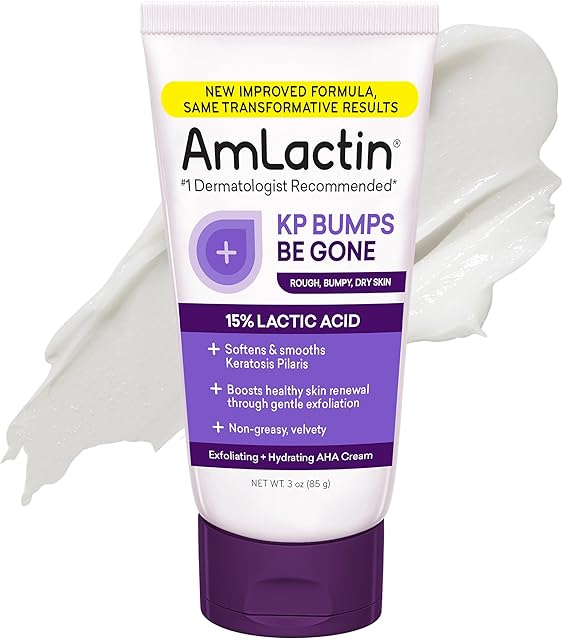 AmLactin KP Bumps Be Gone - 3 oz Keratosis Pilaris Moisturizing Cream with 15% Lactic Acid - Exfoliator and Moisturizer for Dry, Rough and Bumpy Skin (Packaging May Vary)