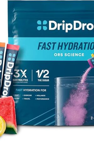 DripDrop Hydration Packets - Bold Variety Pack - Single Serve Electrolytes Powder Drink Mix - Watermelon, Berry, Lemon, Orange - Non-GMO, Gluten Free, Vegan - 32 Sticks