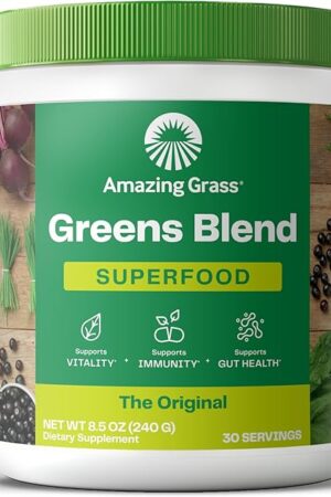 Amazing Grass Greens Blend Superfood: Greens Powder Mix for Energy, with Organic Spirulina, Chlorella, Beet Root Powder, Digestive Enzymes & Probiotics, Original, 30 Servings (Packaging May Vary)